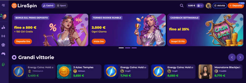LiraSpin è il casinò legale e premiato